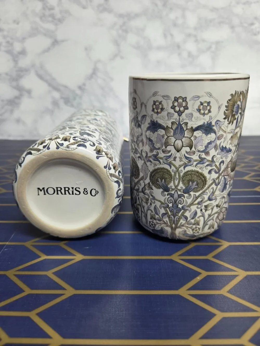 William Morris & Co 2 piece Lodden Vanity Set, Tumbler and Soap Dispenser